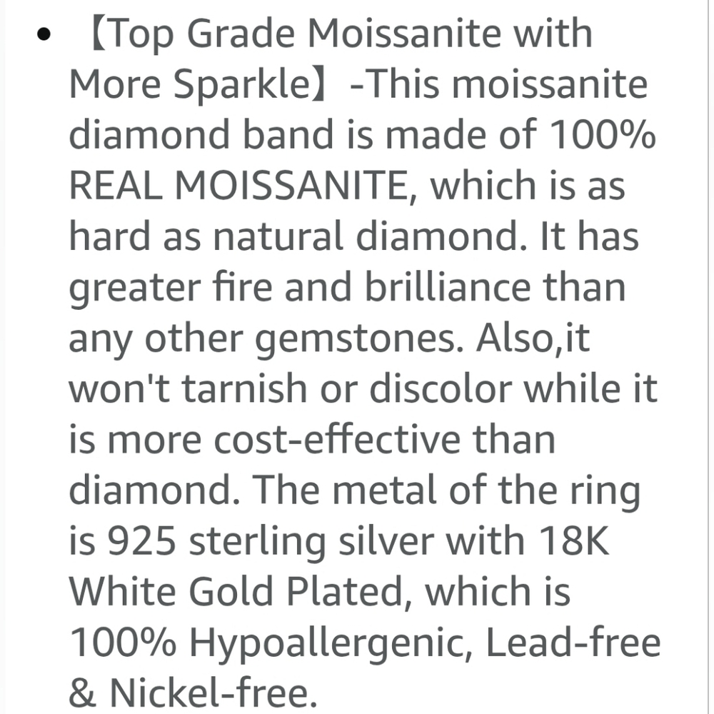 1 CT GENUINE Moissanite Wedding Band, Wedding Rings D Color - Picture 6 of 12